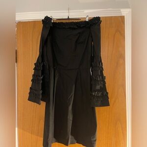 Boston Proper Black Ruffle Sleeve Dress